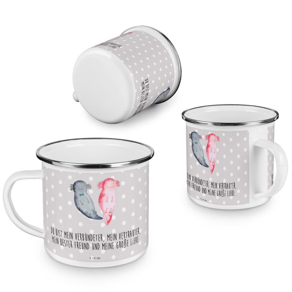Camping Emaille Tasse Axolotl Axel+Lotte Campingtasse, Trinkbecher, Metalltasse, Outdoor Tasse, Emaille Trinkbecher, Blechtasse Outdoor, Emaille Campingbecher, Edelstahl Trinkbecher, Metalltasse für Camping, Kaffee Blechtasse, Camping Tasse Metall, Axolotl, Molch, Axolot, Schwanzlurch, Lurch, Lurche, Liebe, große Liebe, Liebesbeweis, Freund, Verlobter, Ehemann, Jahrestag, Valentinstag
