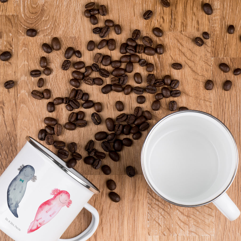 Camping Emaille Tasse Axolotl Axel+Lotte Campingtasse, Trinkbecher, Metalltasse, Outdoor Tasse, Emaille Trinkbecher, Blechtasse Outdoor, Emaille Campingbecher, Edelstahl Trinkbecher, Metalltasse für Camping, Kaffee Blechtasse, Camping Tasse Metall, Axolotl, Molch, Axolot, Schwanzlurch, Lurch, Lurche, Liebe, große Liebe, Liebesbeweis, Freund, Verlobter, Ehemann, Jahrestag, Valentinstag