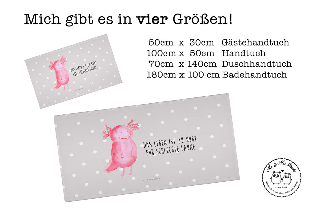 Gäste Handtuch Axolotl glücklich Gästetuch, Reisehandtuch, Sport Handtuch, Frottier, Kinder Handtuch, Axolotl, Molch, Axolot, Schwanzlurch, Lurch, Lurche, Motivation, gute Laune