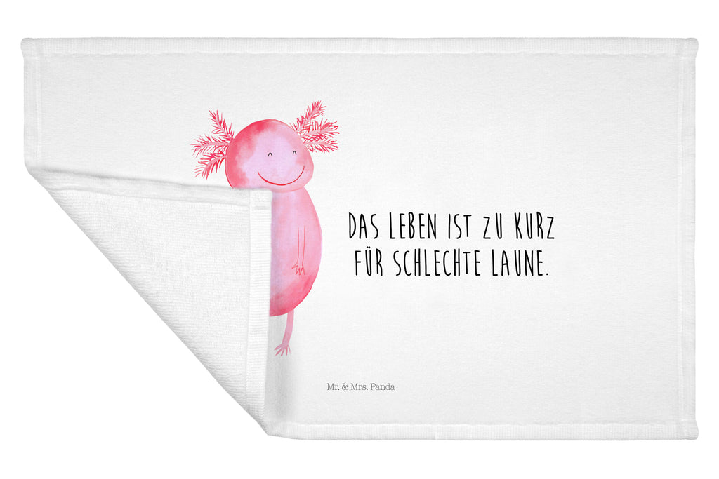 Gäste Handtuch Axolotl glücklich Gästetuch, Reisehandtuch, Sport Handtuch, Frottier, Kinder Handtuch, Axolotl, Molch, Axolot, Schwanzlurch, Lurch, Lurche, Motivation, gute Laune