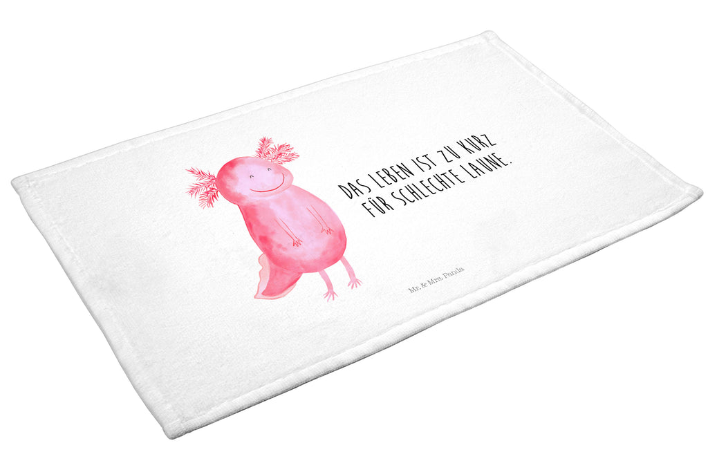 Gäste Handtuch Axolotl glücklich Gästetuch, Reisehandtuch, Sport Handtuch, Frottier, Kinder Handtuch, Axolotl, Molch, Axolot, Schwanzlurch, Lurch, Lurche, Motivation, gute Laune