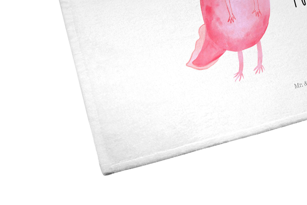 Gäste Handtuch Axolotl glücklich Gästetuch, Reisehandtuch, Sport Handtuch, Frottier, Kinder Handtuch, Axolotl, Molch, Axolot, Schwanzlurch, Lurch, Lurche, Motivation, gute Laune