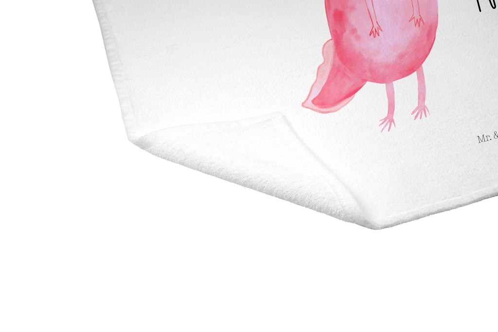 Gäste Handtuch Axolotl glücklich Gästetuch, Reisehandtuch, Sport Handtuch, Frottier, Kinder Handtuch, Axolotl, Molch, Axolot, Schwanzlurch, Lurch, Lurche, Motivation, gute Laune