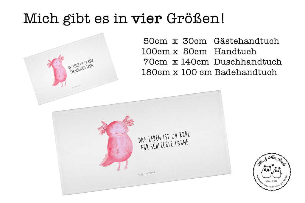 Gäste Handtuch Axolotl glücklich Gästetuch, Reisehandtuch, Sport Handtuch, Frottier, Kinder Handtuch, Axolotl, Molch, Axolot, Schwanzlurch, Lurch, Lurche, Motivation, gute Laune