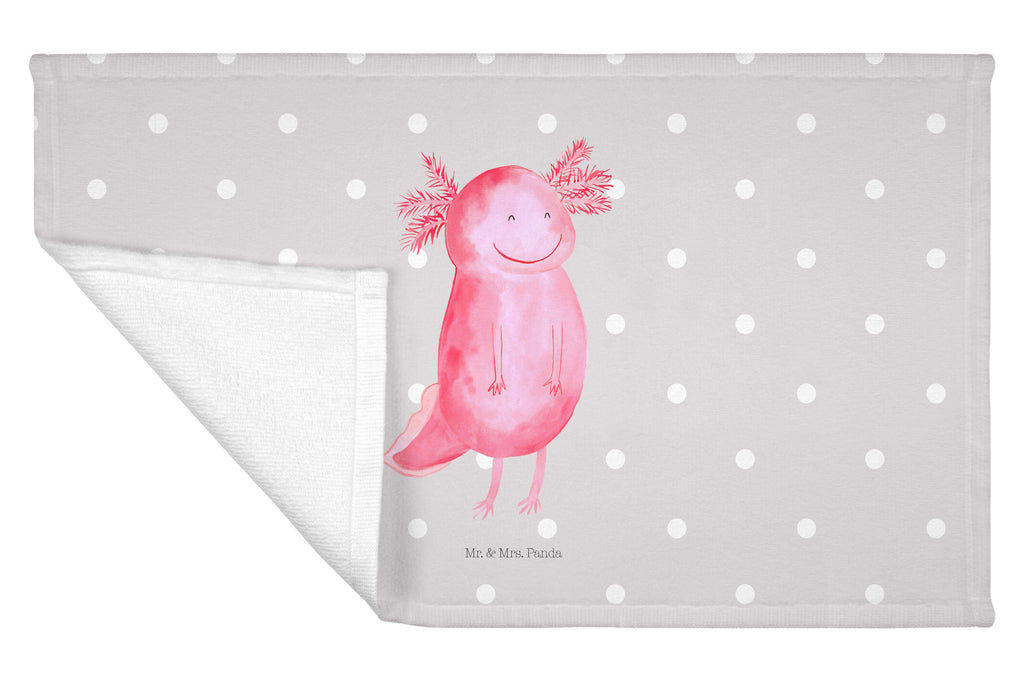 Gäste Handtuch Axolotl glücklich Gästetuch, Reisehandtuch, Sport Handtuch, Frottier, Kinder Handtuch, Axolotl, Molch, Axolot, Schwanzlurch, Lurch, Lurche, Motivation, gute Laune