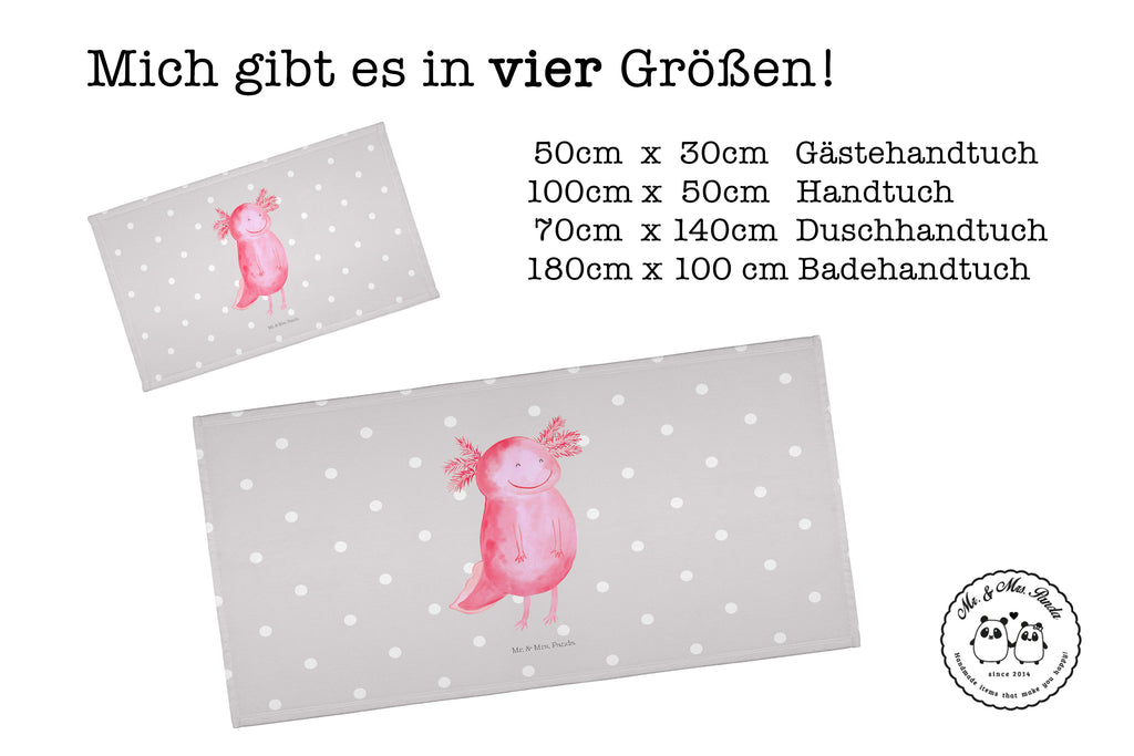 Gäste Handtuch Axolotl glücklich Gästetuch, Reisehandtuch, Sport Handtuch, Frottier, Kinder Handtuch, Axolotl, Molch, Axolot, Schwanzlurch, Lurch, Lurche, Motivation, gute Laune