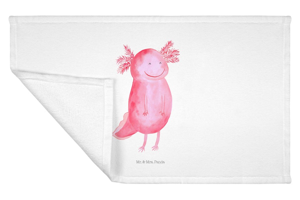 Gäste Handtuch Axolotl glücklich Gästetuch, Reisehandtuch, Sport Handtuch, Frottier, Kinder Handtuch, Axolotl, Molch, Axolot, Schwanzlurch, Lurch, Lurche, Motivation, gute Laune