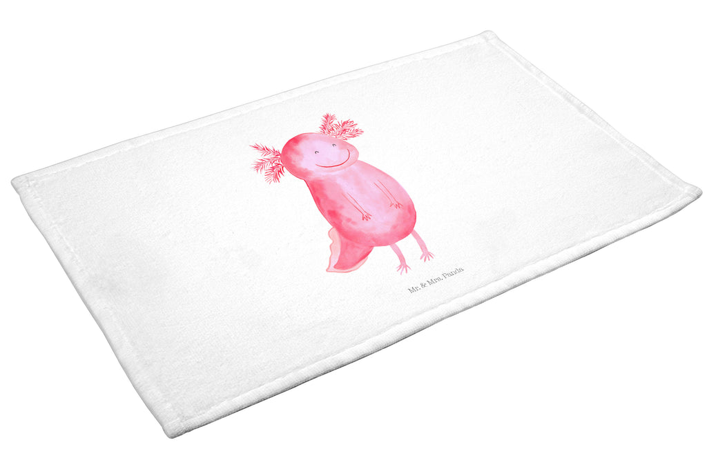 Gäste Handtuch Axolotl glücklich Gästetuch, Reisehandtuch, Sport Handtuch, Frottier, Kinder Handtuch, Axolotl, Molch, Axolot, Schwanzlurch, Lurch, Lurche, Motivation, gute Laune