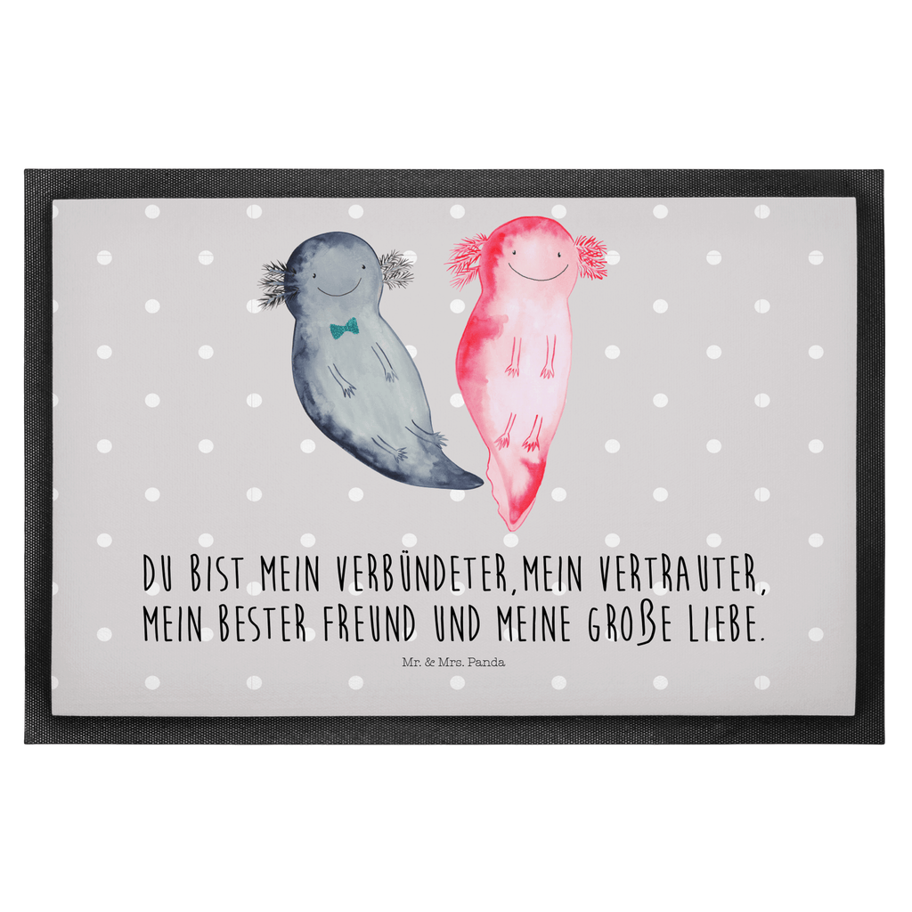 Fußmatte Axolotl Axel+Lotte Axolotl, Axolot, Schwanzlurch, Lurch, Lurche, Liebe, große Liebe, Liebesbeweis, Freund, Verlobter, Ehemann, Jahrestag, Valentinstag Türvorleger, Schmutzmatte, Fußabtreter, Matte, Schmutzfänger, Fußabstreifer, Schmutzfangmatte, Türmatte, Motivfußmatte,  Haustürmatte, Vorleger  Axolotl, Molch
