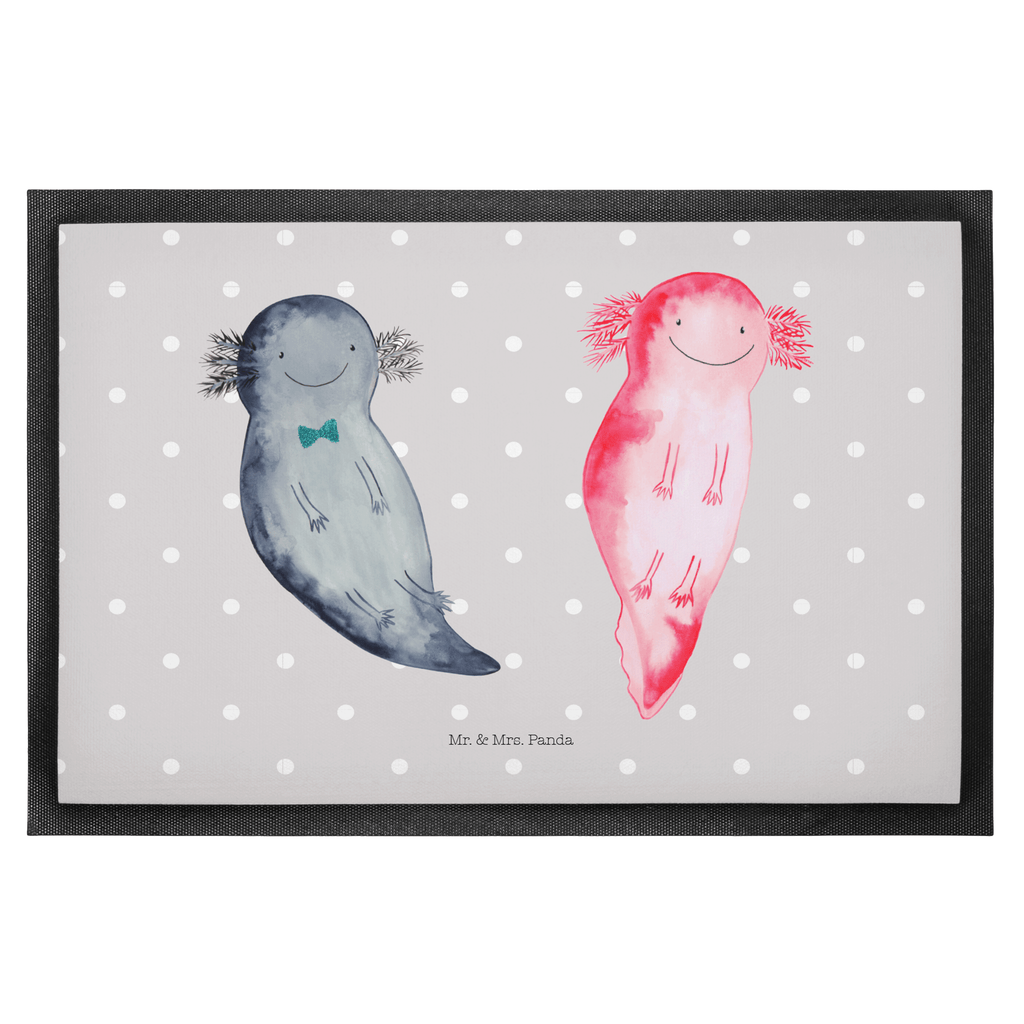 Fußmatte Axolotl Axel+Lotte Axolotl, Axolot, Schwanzlurch, Lurch, Lurche, Liebe, große Liebe, Liebesbeweis, Freund, Verlobter, Ehemann, Jahrestag, Valentinstag Türvorleger, Schmutzmatte, Fußabtreter, Matte, Schmutzfänger, Fußabstreifer, Schmutzfangmatte, Türmatte, Motivfußmatte,  Haustürmatte, Vorleger  Axolotl, Molch