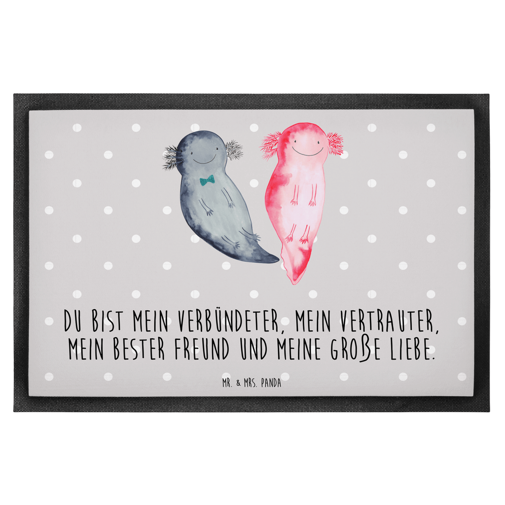 Fußmatte Axolotl Axel+Lotte Axolotl, Axolot, Schwanzlurch, Lurch, Lurche, Liebe, große Liebe, Liebesbeweis, Freund, Verlobter, Ehemann, Jahrestag, Valentinstag Türvorleger, Schmutzmatte, Fußabtreter, Matte, Schmutzfänger, Fußabstreifer, Schmutzfangmatte, Türmatte, Motivfußmatte,  Haustürmatte, Vorleger  Axolotl, Molch