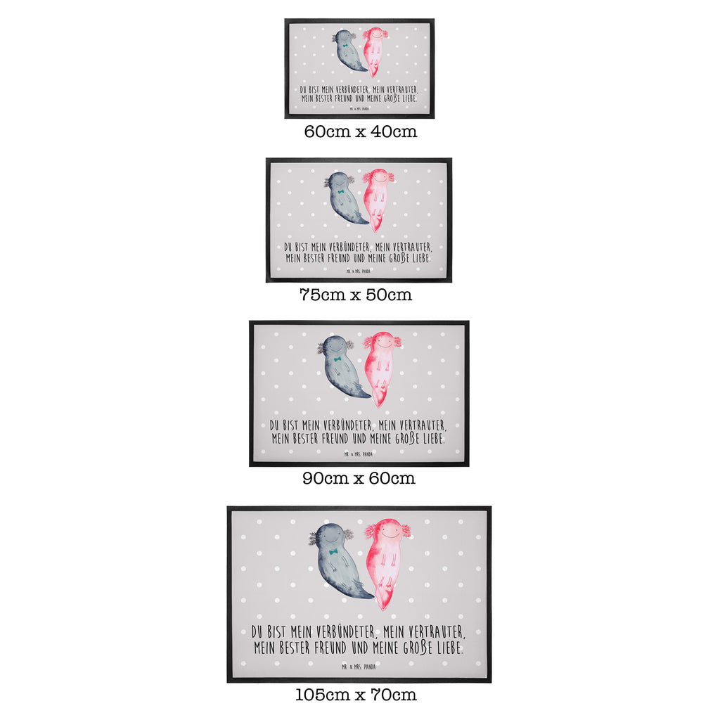 Fußmatte Axolotl Axel+Lotte Axolotl, Axolot, Schwanzlurch, Lurch, Lurche, Liebe, große Liebe, Liebesbeweis, Freund, Verlobter, Ehemann, Jahrestag, Valentinstag Türvorleger, Schmutzmatte, Fußabtreter, Matte, Schmutzfänger, Fußabstreifer, Schmutzfangmatte, Türmatte, Motivfußmatte,  Haustürmatte, Vorleger  Axolotl, Molch