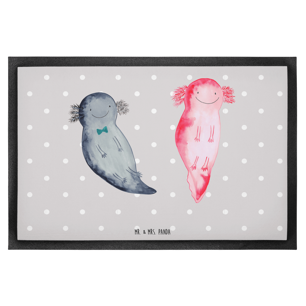 Fußmatte Axolotl Axel+Lotte Axolotl, Axolot, Schwanzlurch, Lurch, Lurche, Liebe, große Liebe, Liebesbeweis, Freund, Verlobter, Ehemann, Jahrestag, Valentinstag Türvorleger, Schmutzmatte, Fußabtreter, Matte, Schmutzfänger, Fußabstreifer, Schmutzfangmatte, Türmatte, Motivfußmatte,  Haustürmatte, Vorleger  Axolotl, Molch