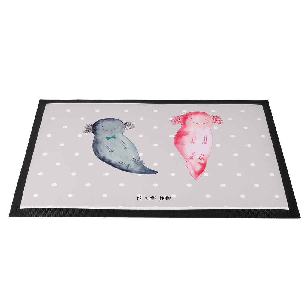 Fußmatte Axolotl Axel+Lotte Axolotl, Axolot, Schwanzlurch, Lurch, Lurche, Liebe, große Liebe, Liebesbeweis, Freund, Verlobter, Ehemann, Jahrestag, Valentinstag Türvorleger, Schmutzmatte, Fußabtreter, Matte, Schmutzfänger, Fußabstreifer, Schmutzfangmatte, Türmatte, Motivfußmatte,  Haustürmatte, Vorleger  Axolotl, Molch