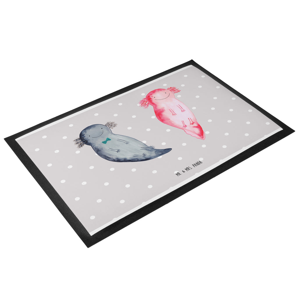 Fußmatte Axolotl Axel+Lotte Axolotl, Axolot, Schwanzlurch, Lurch, Lurche, Liebe, große Liebe, Liebesbeweis, Freund, Verlobter, Ehemann, Jahrestag, Valentinstag Türvorleger, Schmutzmatte, Fußabtreter, Matte, Schmutzfänger, Fußabstreifer, Schmutzfangmatte, Türmatte, Motivfußmatte,  Haustürmatte, Vorleger  Axolotl, Molch
