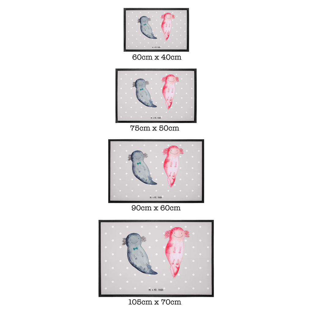 Fußmatte Axolotl Axel+Lotte Axolotl, Axolot, Schwanzlurch, Lurch, Lurche, Liebe, große Liebe, Liebesbeweis, Freund, Verlobter, Ehemann, Jahrestag, Valentinstag Türvorleger, Schmutzmatte, Fußabtreter, Matte, Schmutzfänger, Fußabstreifer, Schmutzfangmatte, Türmatte, Motivfußmatte,  Haustürmatte, Vorleger  Axolotl, Molch