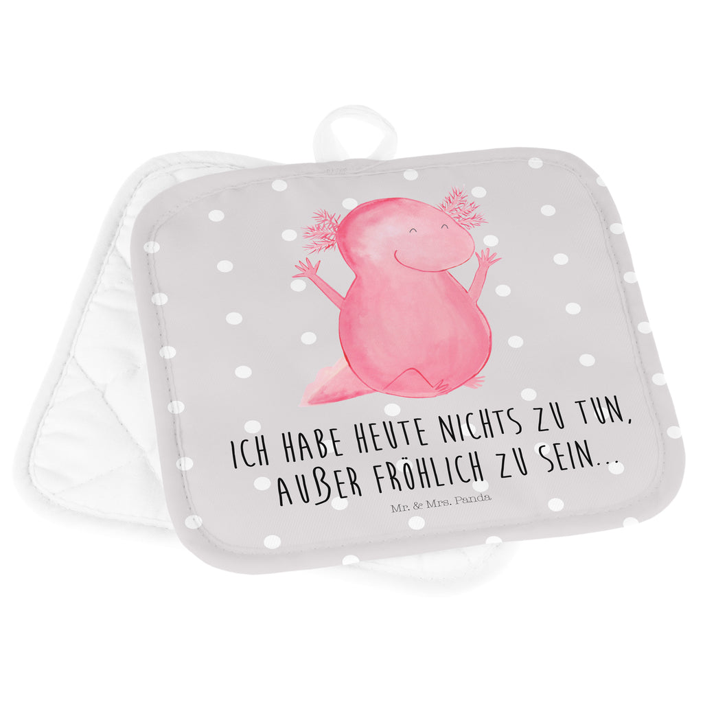2er Set Topflappen  Axolotl Hurra Topflappen, Topfuntersetzer, Ofenhandschuh, Topflappen Set, Topflappen lustig, Topflappen mit Spruch, Axolotl, Molch, Axolot, Schwanzlurch, Lurch, Lurche, fröhlich, Spaß, Freude, Motivation, Zufriedenheit