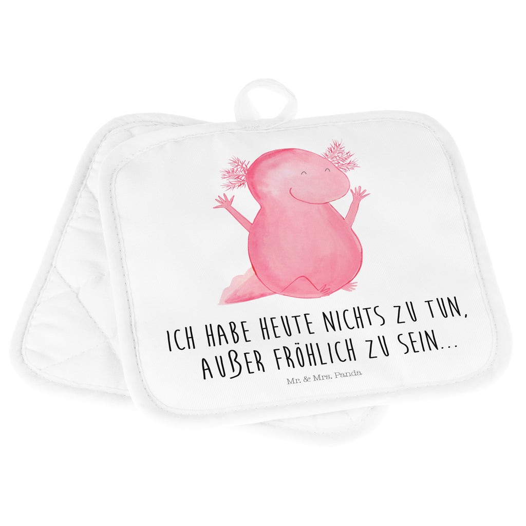 2er Set Topflappen  Axolotl Hurra Topflappen, Topfuntersetzer, Ofenhandschuh, Topflappen Set, Topflappen lustig, Topflappen mit Spruch, Axolotl, Molch, Axolot, Schwanzlurch, Lurch, Lurche, fröhlich, Spaß, Freude, Motivation, Zufriedenheit