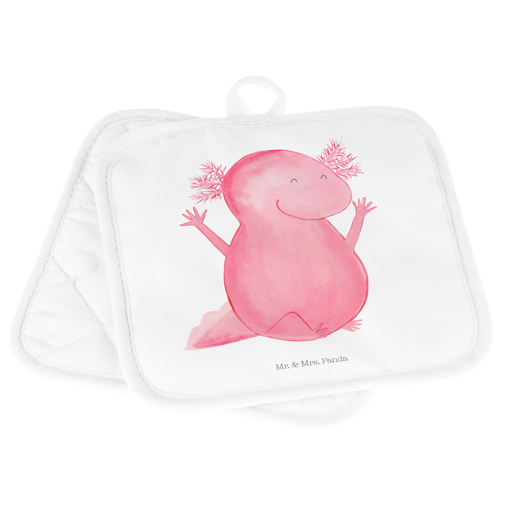 2er Set Topflappen  Axolotl Hurra Topflappen, Topfuntersetzer, Ofenhandschuh, Topflappen Set, Topflappen lustig, Topflappen mit Spruch, Axolotl, Molch, Axolot, Schwanzlurch, Lurch, Lurche, fröhlich, Spaß, Freude, Motivation, Zufriedenheit