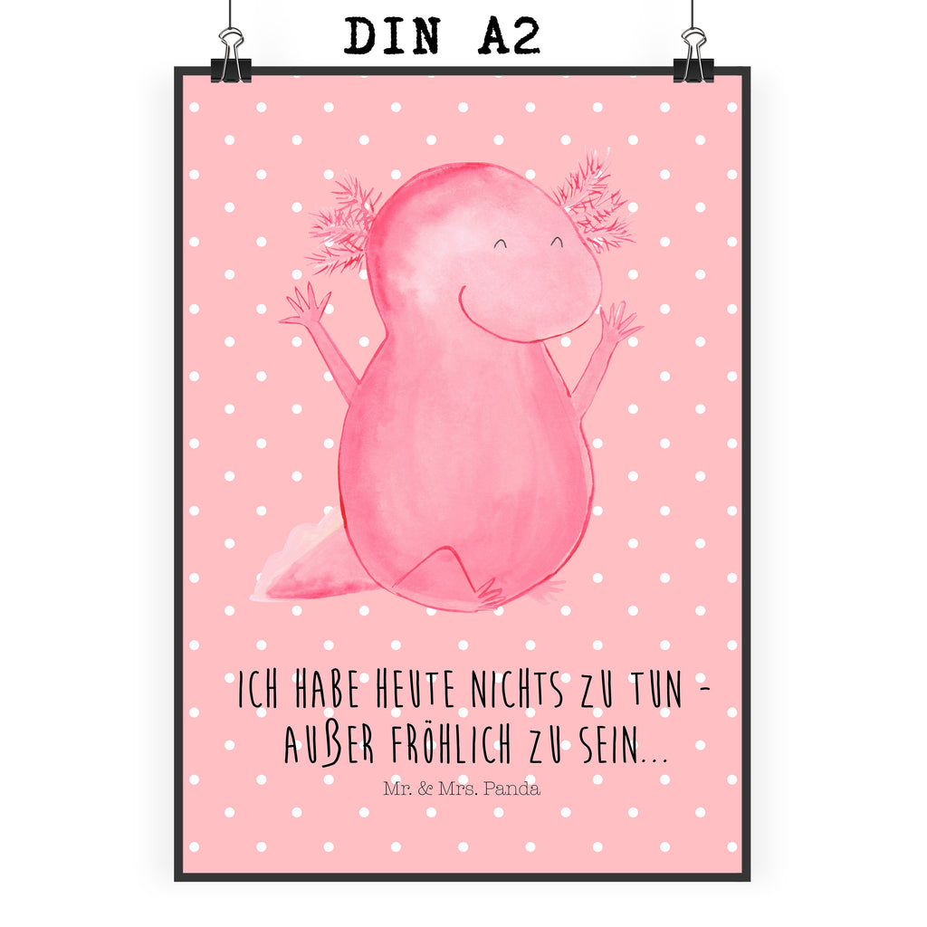 Poster Axolotl Hurra Poster, Wandposter, Bild, Wanddeko, Küchenposter, Kinderposter, Wanddeko Bild, Raumdekoration, Wanddekoration, Handgemaltes Poster, Mr. & Mrs. Panda Poster, Designposter, Kunstdruck, Posterdruck, Axolotl, Molch, Axolot, Schwanzlurch, Lurch, Lurche, fröhlich, Spaß, Freude, Motivation, Zufriedenheit