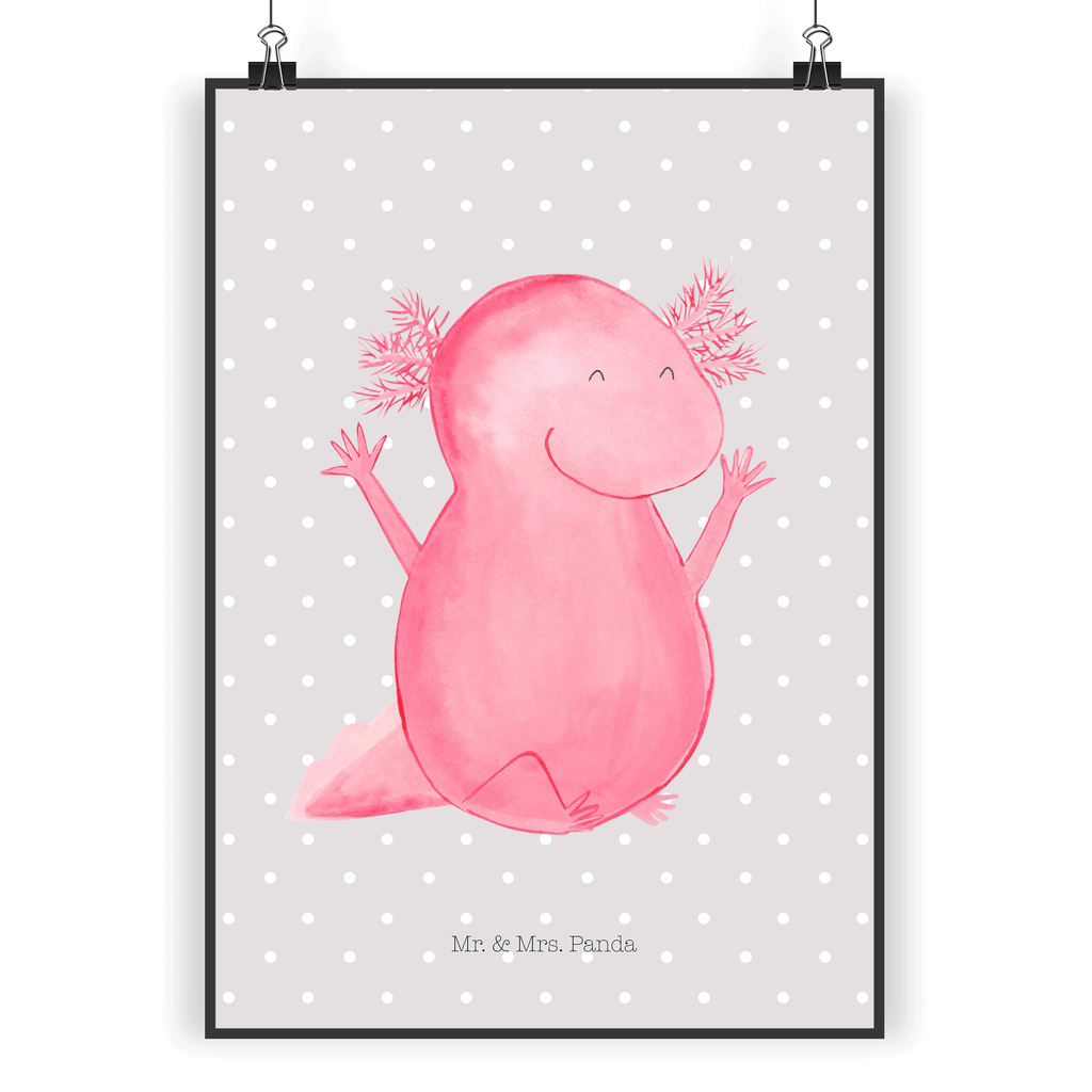Poster Axolotl Hurra Poster, Wandposter, Bild, Wanddeko, Küchenposter, Kinderposter, Wanddeko Bild, Raumdekoration, Wanddekoration, Handgemaltes Poster, Mr. & Mrs. Panda Poster, Designposter, Kunstdruck, Posterdruck, Axolotl, Molch, Axolot, Schwanzlurch, Lurch, Lurche, fröhlich, Spaß, Freude, Motivation, Zufriedenheit