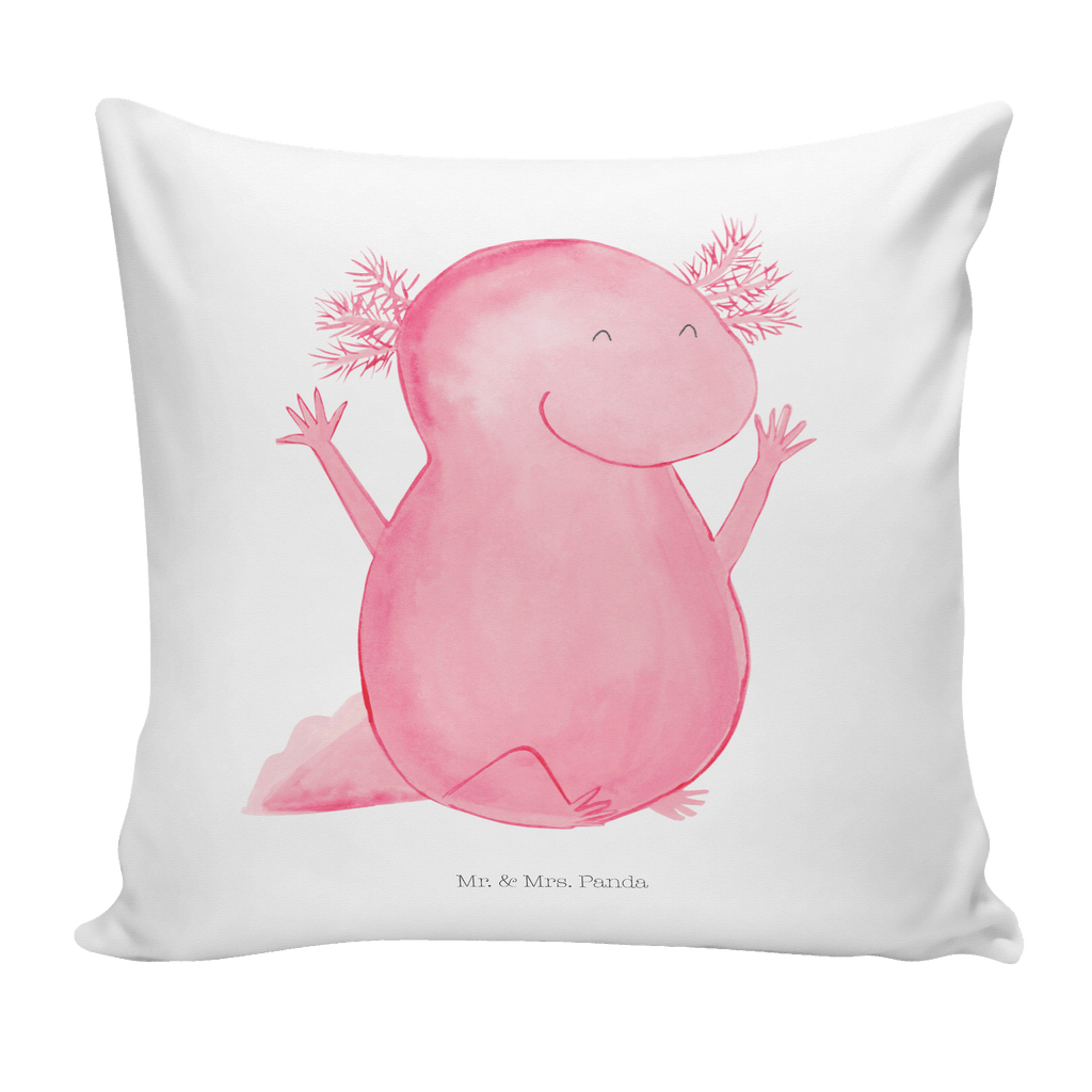 40x40 Kissen Axolotl Hurra Kissenhülle, Kopfkissen, Sofakissen, Dekokissen, Motivkissen, Axolotl, Molch, Axolot, Schwanzlurch, Lurch, Lurche, fröhlich, Spaß, Freude, Motivation, Zufriedenheit