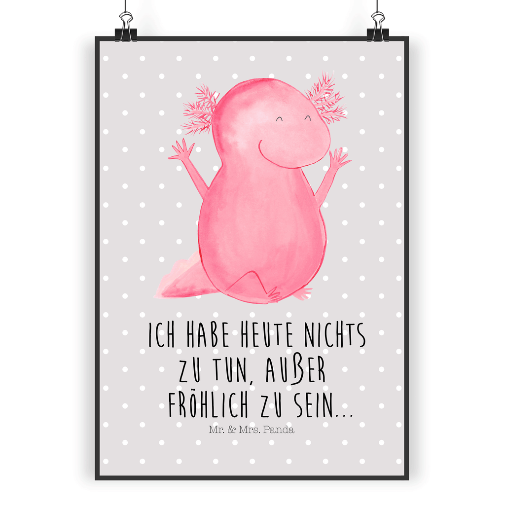 Poster Axolotl Hurra Poster, Wandposter, Bild, Wanddeko, Küchenposter, Kinderposter, Wanddeko Bild, Raumdekoration, Wanddekoration, Handgemaltes Poster, Mr. & Mrs. Panda Poster, Designposter, Kunstdruck, Posterdruck, Axolotl, Molch, Axolot, Schwanzlurch, Lurch, Lurche, fröhlich, Spaß, Freude, Motivation, Zufriedenheit
