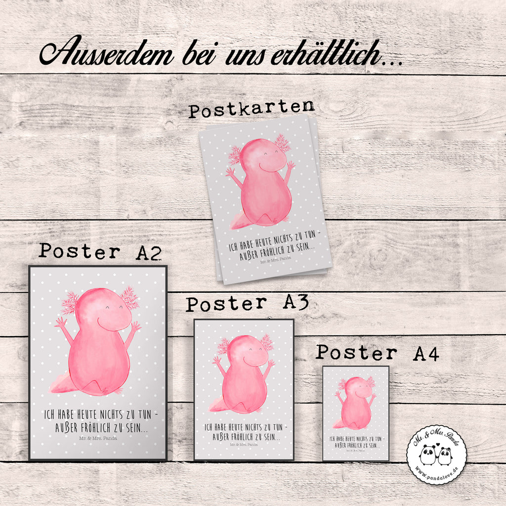 Poster Axolotl Hurra Poster, Wandposter, Bild, Wanddeko, Küchenposter, Kinderposter, Wanddeko Bild, Raumdekoration, Wanddekoration, Handgemaltes Poster, Mr. & Mrs. Panda Poster, Designposter, Kunstdruck, Posterdruck, Axolotl, Molch, Axolot, Schwanzlurch, Lurch, Lurche, fröhlich, Spaß, Freude, Motivation, Zufriedenheit