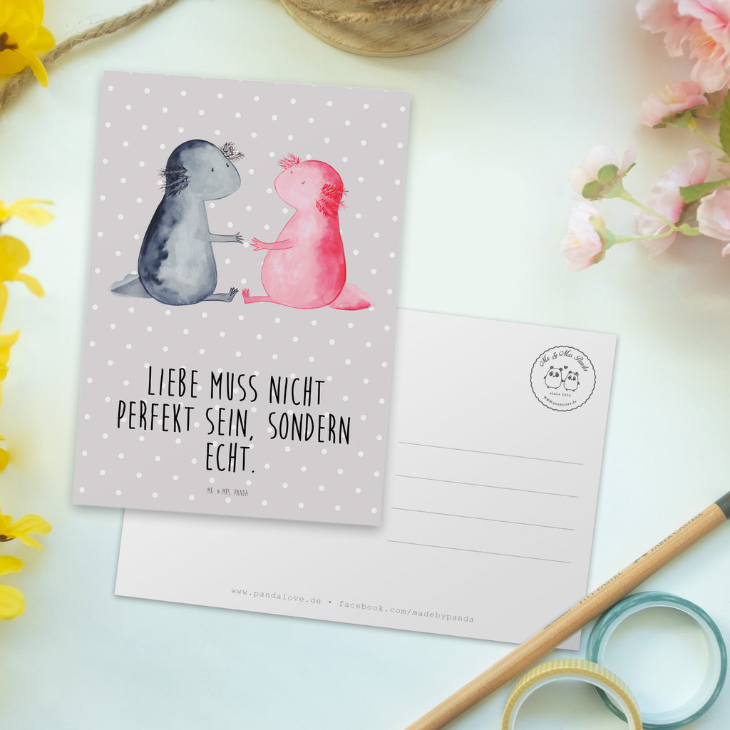 Postkarte Axolotl Liebe Geschenkkarte, Grußkarte, Karte, Einladung, Ansichtskarte, Geburtstagskarte, Einladungskarte, Axolotl, Molch, Axolot, Schwanzlurch, Lurch, Lurche, Liebe, große Liebe, Liebesbeweis, Freund, Verlobter, Ehemann, Jahrestag, Valentinstag