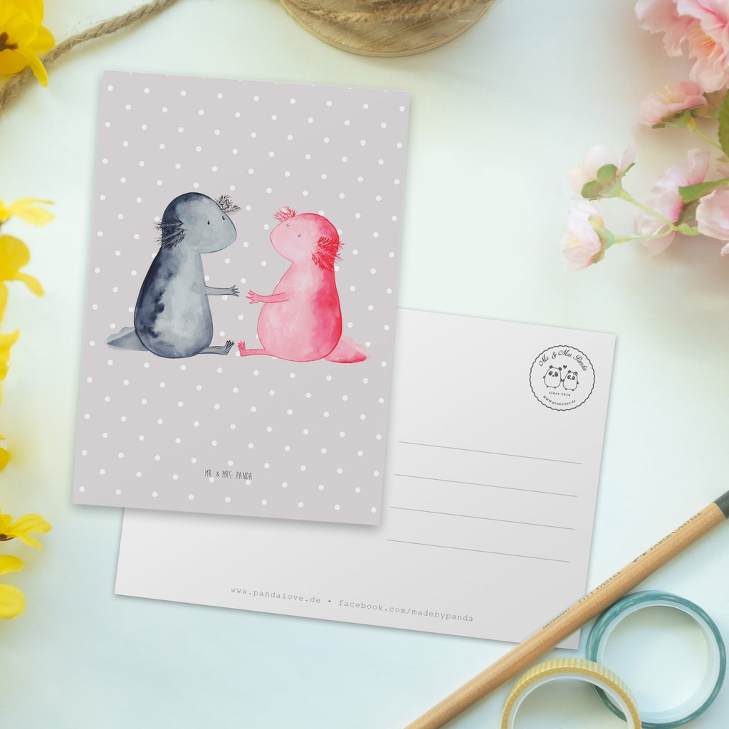 Postkarte Axolotl Liebe Geschenkkarte, Grußkarte, Karte, Einladung, Ansichtskarte, Geburtstagskarte, Einladungskarte, Axolotl, Molch, Axolot, Schwanzlurch, Lurch, Lurche, Liebe, große Liebe, Liebesbeweis, Freund, Verlobter, Ehemann, Jahrestag, Valentinstag