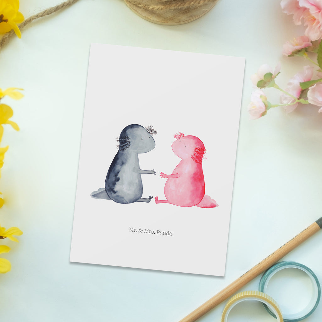 Postkarte Axolotl Liebe Geschenkkarte, Grußkarte, Karte, Einladung, Ansichtskarte, Geburtstagskarte, Einladungskarte, Axolotl, Molch, Axolot, Schwanzlurch, Lurch, Lurche, Liebe, große Liebe, Liebesbeweis, Freund, Verlobter, Ehemann, Jahrestag, Valentinstag