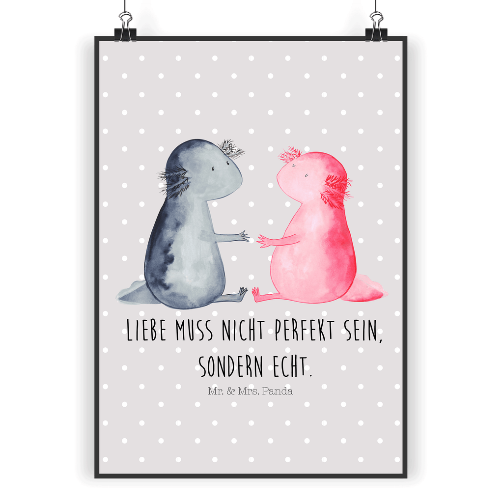 Poster Axolotl Liebe Poster, Wandposter, Bild, Wanddeko, Küchenposter, Kinderposter, Wanddeko Bild, Raumdekoration, Wanddekoration, Handgemaltes Poster, Mr. & Mrs. Panda Poster, Designposter, Kunstdruck, Posterdruck, Axolotl, Molch, Axolot, Schwanzlurch, Lurch, Lurche, Liebe, große Liebe, Liebesbeweis, Freund, Verlobter, Ehemann, Jahrestag, Valentinstag