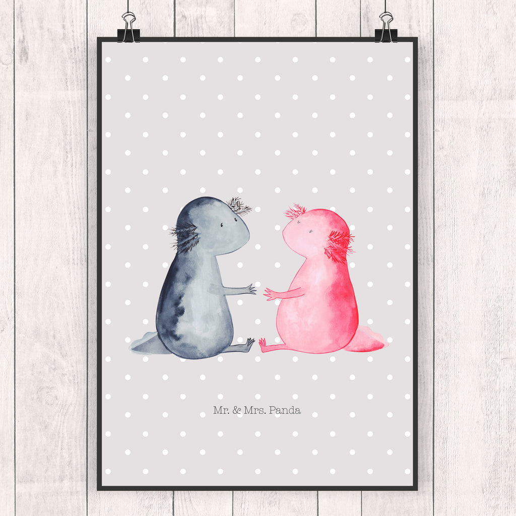 Poster Axolotl Liebe Poster, Wandposter, Bild, Wanddeko, Küchenposter, Kinderposter, Wanddeko Bild, Raumdekoration, Wanddekoration, Handgemaltes Poster, Mr. & Mrs. Panda Poster, Designposter, Kunstdruck, Posterdruck, Axolotl, Molch, Axolot, Schwanzlurch, Lurch, Lurche, Liebe, große Liebe, Liebesbeweis, Freund, Verlobter, Ehemann, Jahrestag, Valentinstag