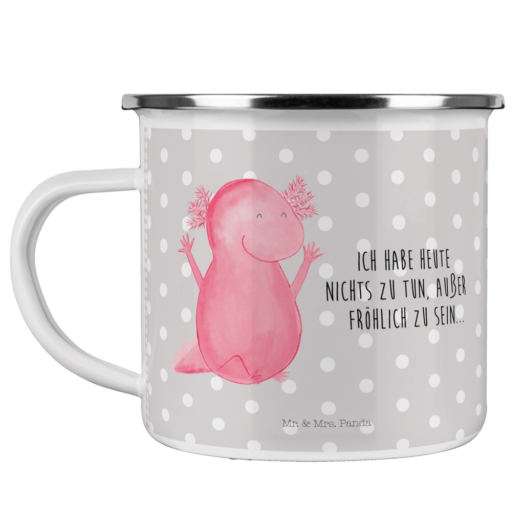 Camping Emaille Tasse Axolotl Hurra Campingtasse, Trinkbecher, Metalltasse, Outdoor Tasse, Emaille Trinkbecher, Blechtasse Outdoor, Emaille Campingbecher, Edelstahl Trinkbecher, Metalltasse für Camping, Kaffee Blechtasse, Camping Tasse Metall, Axolotl, Molch, Axolot, Schwanzlurch, Lurch, Lurche, fröhlich, Spaß, Freude, Motivation, Zufriedenheit