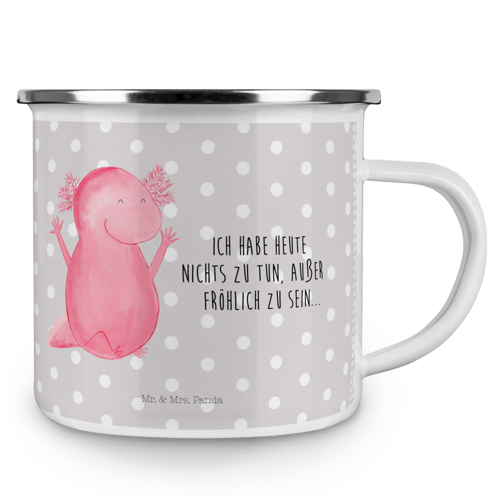 Camping Emaille Tasse Axolotl Hurra Campingtasse, Trinkbecher, Metalltasse, Outdoor Tasse, Emaille Trinkbecher, Blechtasse Outdoor, Emaille Campingbecher, Edelstahl Trinkbecher, Metalltasse für Camping, Kaffee Blechtasse, Camping Tasse Metall, Axolotl, Molch, Axolot, Schwanzlurch, Lurch, Lurche, fröhlich, Spaß, Freude, Motivation, Zufriedenheit