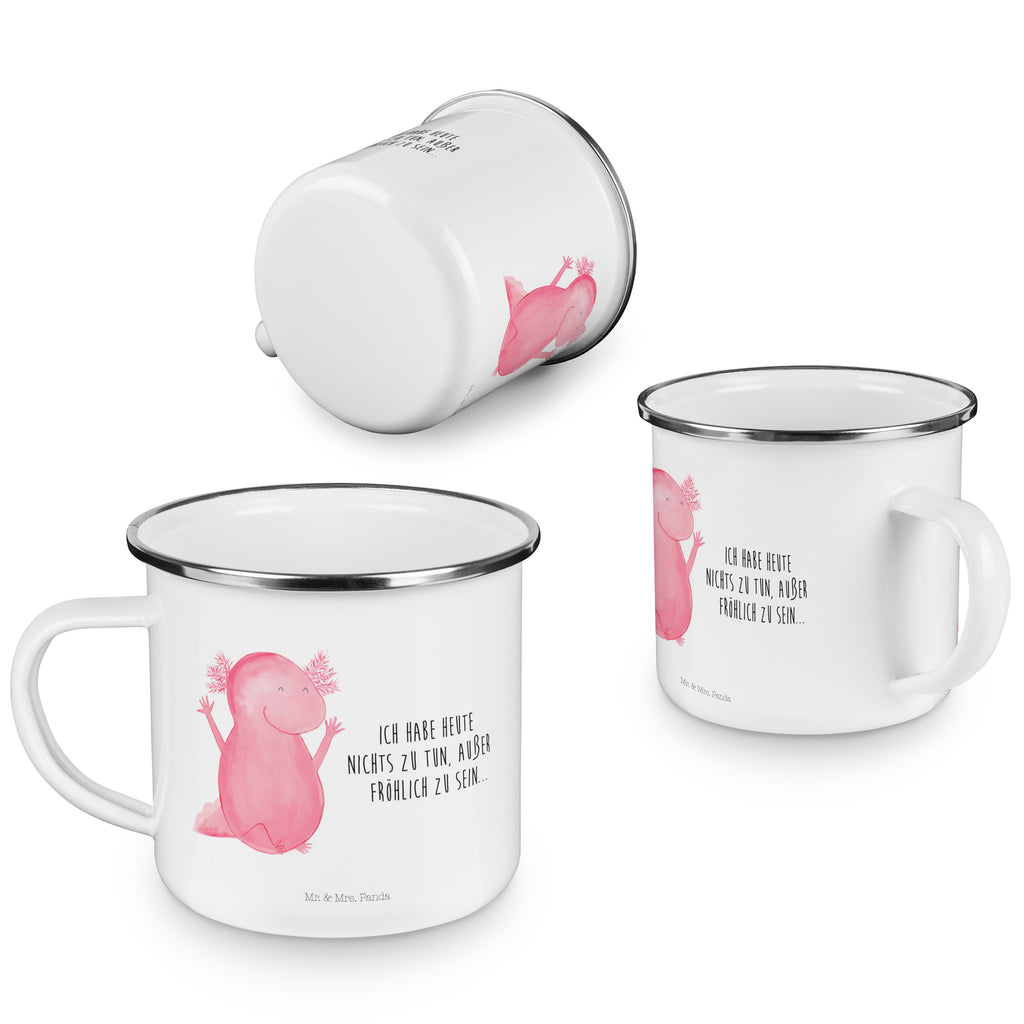 Camping Emaille Tasse Axolotl Hurra Campingtasse, Trinkbecher, Metalltasse, Outdoor Tasse, Emaille Trinkbecher, Blechtasse Outdoor, Emaille Campingbecher, Edelstahl Trinkbecher, Metalltasse für Camping, Kaffee Blechtasse, Camping Tasse Metall, Axolotl, Molch, Axolot, Schwanzlurch, Lurch, Lurche, fröhlich, Spaß, Freude, Motivation, Zufriedenheit