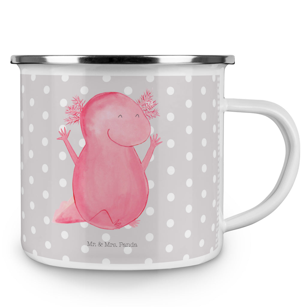 Camping Emaille Tasse Axolotl Hurra Campingtasse, Trinkbecher, Metalltasse, Outdoor Tasse, Emaille Trinkbecher, Blechtasse Outdoor, Emaille Campingbecher, Edelstahl Trinkbecher, Metalltasse für Camping, Kaffee Blechtasse, Camping Tasse Metall, Axolotl, Molch, Axolot, Schwanzlurch, Lurch, Lurche, fröhlich, Spaß, Freude, Motivation, Zufriedenheit