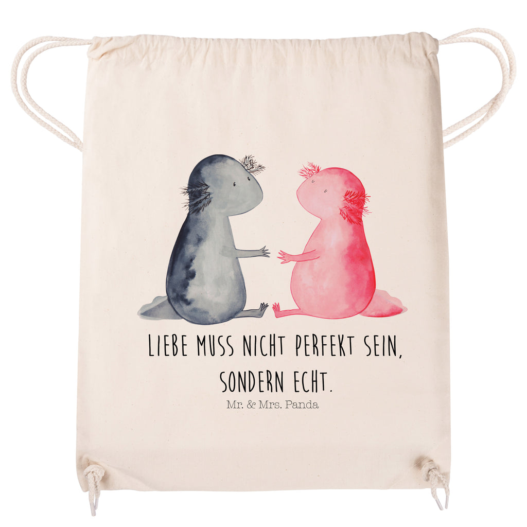 Sportbeutel Axolotl Liebe Turnbeutel, Beutel, Sporttasche, Tasche, Stoffbeutel, Axolotl, Molch, Axolot, Schwanzlurch, Lurch, Lurche, Liebe, große Liebe, Liebesbeweis, Freund, Verlobter, Ehemann, Jahrestag, Valentinstag