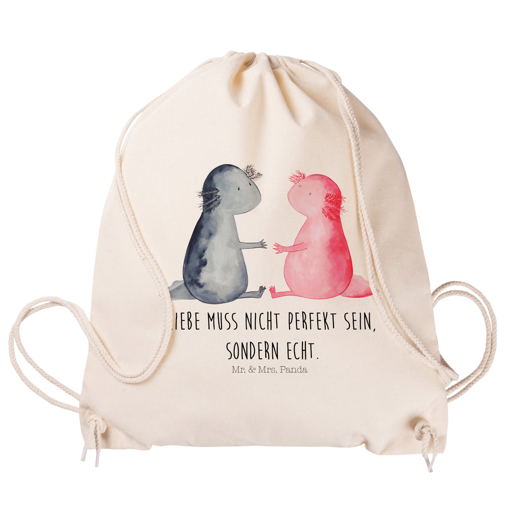 Sportbeutel Axolotl Liebe Turnbeutel, Beutel, Sporttasche, Tasche, Stoffbeutel, Axolotl, Molch, Axolot, Schwanzlurch, Lurch, Lurche, Liebe, große Liebe, Liebesbeweis, Freund, Verlobter, Ehemann, Jahrestag, Valentinstag