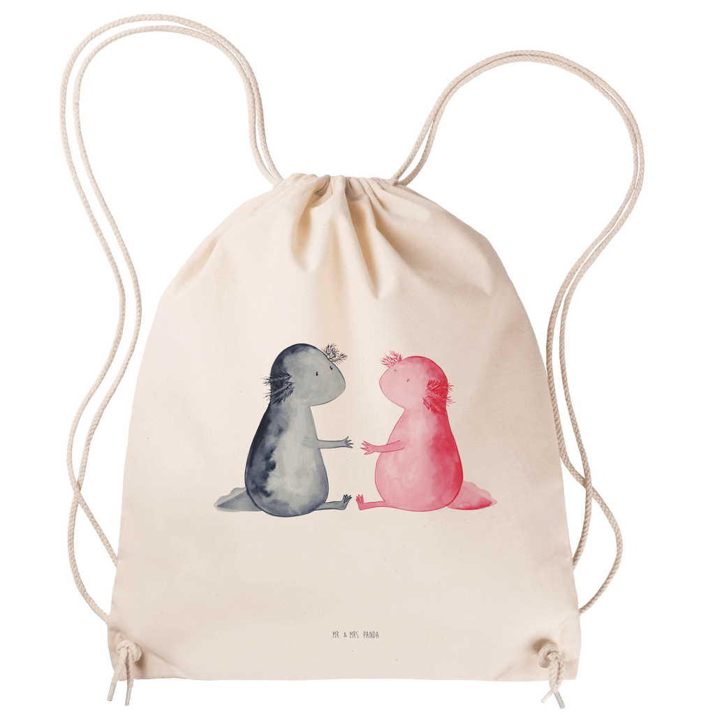 Sportbeutel Axolotl Liebe Turnbeutel, Beutel, Sporttasche, Tasche, Stoffbeutel, Axolotl, Molch, Axolot, Schwanzlurch, Lurch, Lurche, Liebe, große Liebe, Liebesbeweis, Freund, Verlobter, Ehemann, Jahrestag, Valentinstag
