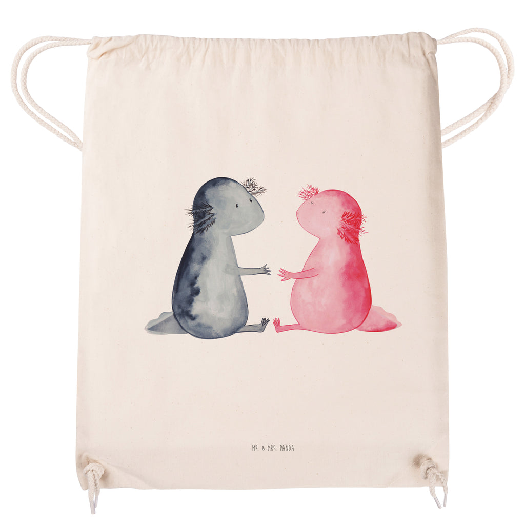 Sportbeutel Axolotl Liebe Turnbeutel, Beutel, Sporttasche, Tasche, Stoffbeutel, Axolotl, Molch, Axolot, Schwanzlurch, Lurch, Lurche, Liebe, große Liebe, Liebesbeweis, Freund, Verlobter, Ehemann, Jahrestag, Valentinstag