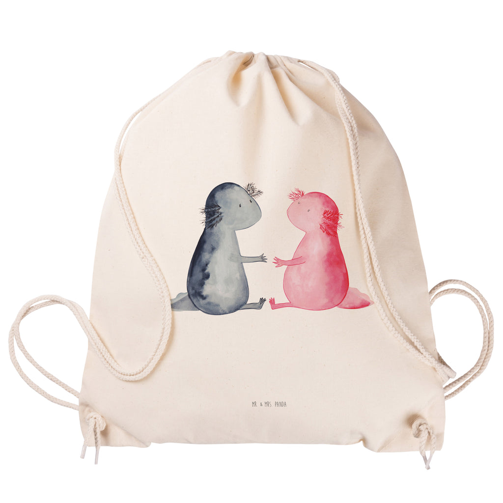 Sportbeutel Axolotl Liebe Turnbeutel, Beutel, Sporttasche, Tasche, Stoffbeutel, Axolotl, Molch, Axolot, Schwanzlurch, Lurch, Lurche, Liebe, große Liebe, Liebesbeweis, Freund, Verlobter, Ehemann, Jahrestag, Valentinstag