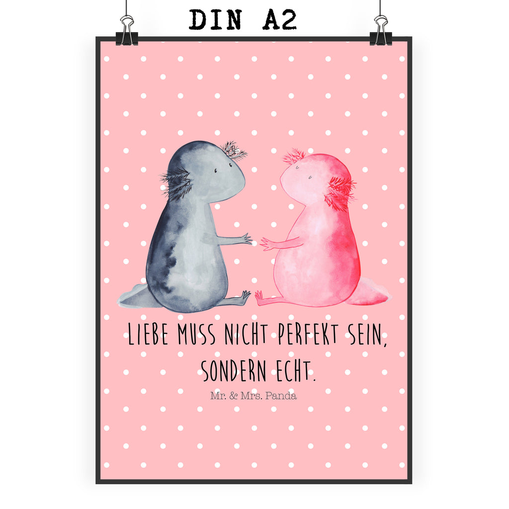 Poster Axolotl Liebe Poster, Wandposter, Bild, Wanddeko, Küchenposter, Kinderposter, Wanddeko Bild, Raumdekoration, Wanddekoration, Handgemaltes Poster, Mr. & Mrs. Panda Poster, Designposter, Kunstdruck, Posterdruck, Axolotl, Molch, Axolot, Schwanzlurch, Lurch, Lurche, Liebe, große Liebe, Liebesbeweis, Freund, Verlobter, Ehemann, Jahrestag, Valentinstag
