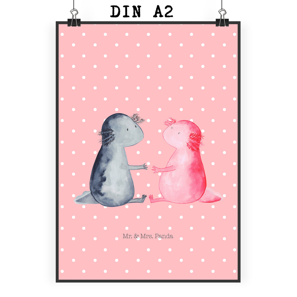 Poster Axolotl Liebe Poster, Wandposter, Bild, Wanddeko, Küchenposter, Kinderposter, Wanddeko Bild, Raumdekoration, Wanddekoration, Handgemaltes Poster, Mr. & Mrs. Panda Poster, Designposter, Kunstdruck, Posterdruck, Axolotl, Molch, Axolot, Schwanzlurch, Lurch, Lurche, Liebe, große Liebe, Liebesbeweis, Freund, Verlobter, Ehemann, Jahrestag, Valentinstag