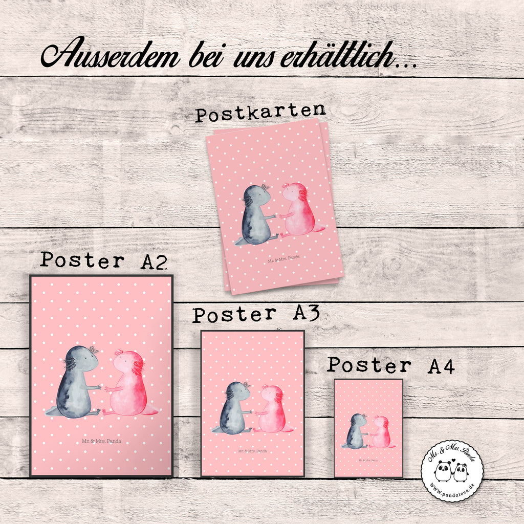 Poster Axolotl Liebe Poster, Wandposter, Bild, Wanddeko, Küchenposter, Kinderposter, Wanddeko Bild, Raumdekoration, Wanddekoration, Handgemaltes Poster, Mr. & Mrs. Panda Poster, Designposter, Kunstdruck, Posterdruck, Axolotl, Molch, Axolot, Schwanzlurch, Lurch, Lurche, Liebe, große Liebe, Liebesbeweis, Freund, Verlobter, Ehemann, Jahrestag, Valentinstag