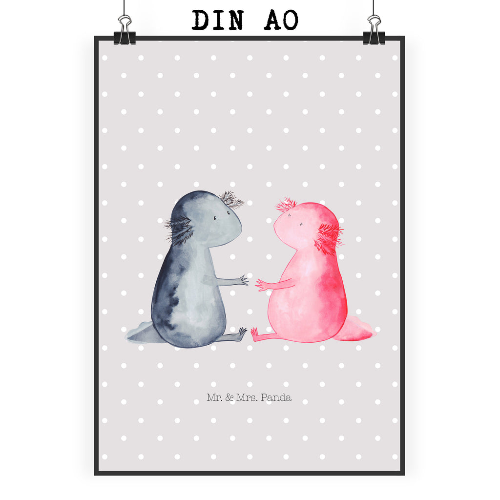 Poster Axolotl Liebe Poster, Wandposter, Bild, Wanddeko, Küchenposter, Kinderposter, Wanddeko Bild, Raumdekoration, Wanddekoration, Handgemaltes Poster, Mr. & Mrs. Panda Poster, Designposter, Kunstdruck, Posterdruck, Axolotl, Molch, Axolot, Schwanzlurch, Lurch, Lurche, Liebe, große Liebe, Liebesbeweis, Freund, Verlobter, Ehemann, Jahrestag, Valentinstag
