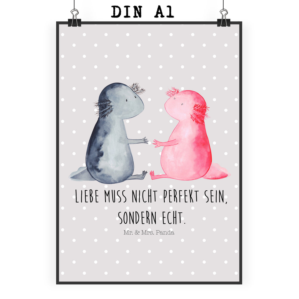 Poster Axolotl Liebe Poster, Wandposter, Bild, Wanddeko, Küchenposter, Kinderposter, Wanddeko Bild, Raumdekoration, Wanddekoration, Handgemaltes Poster, Mr. & Mrs. Panda Poster, Designposter, Kunstdruck, Posterdruck, Axolotl, Molch, Axolot, Schwanzlurch, Lurch, Lurche, Liebe, große Liebe, Liebesbeweis, Freund, Verlobter, Ehemann, Jahrestag, Valentinstag