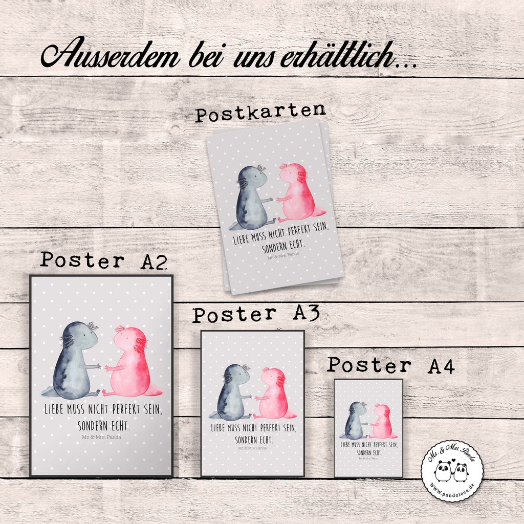 Poster Axolotl Liebe Poster, Wandposter, Bild, Wanddeko, Küchenposter, Kinderposter, Wanddeko Bild, Raumdekoration, Wanddekoration, Handgemaltes Poster, Mr. & Mrs. Panda Poster, Designposter, Kunstdruck, Posterdruck, Axolotl, Molch, Axolot, Schwanzlurch, Lurch, Lurche, Liebe, große Liebe, Liebesbeweis, Freund, Verlobter, Ehemann, Jahrestag, Valentinstag