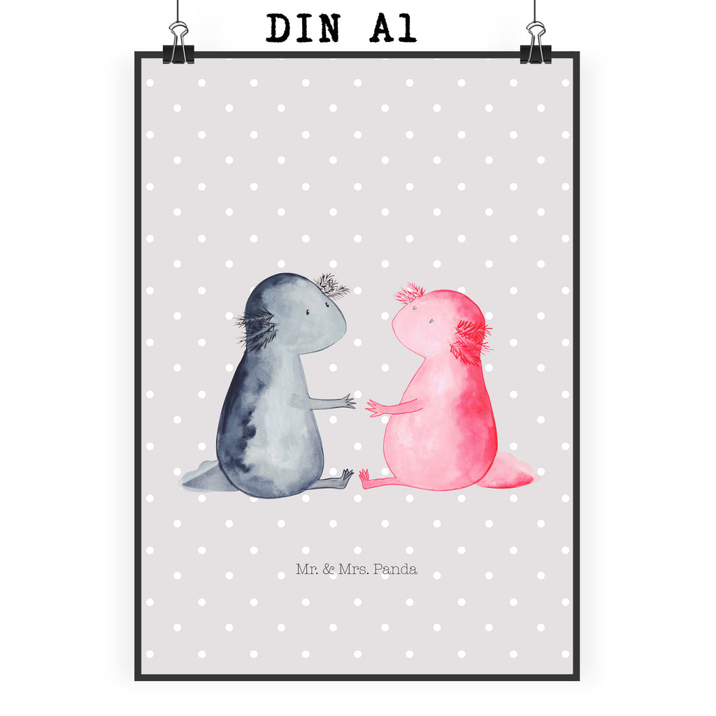 Poster Axolotl Liebe Poster, Wandposter, Bild, Wanddeko, Küchenposter, Kinderposter, Wanddeko Bild, Raumdekoration, Wanddekoration, Handgemaltes Poster, Mr. & Mrs. Panda Poster, Designposter, Kunstdruck, Posterdruck, Axolotl, Molch, Axolot, Schwanzlurch, Lurch, Lurche, Liebe, große Liebe, Liebesbeweis, Freund, Verlobter, Ehemann, Jahrestag, Valentinstag