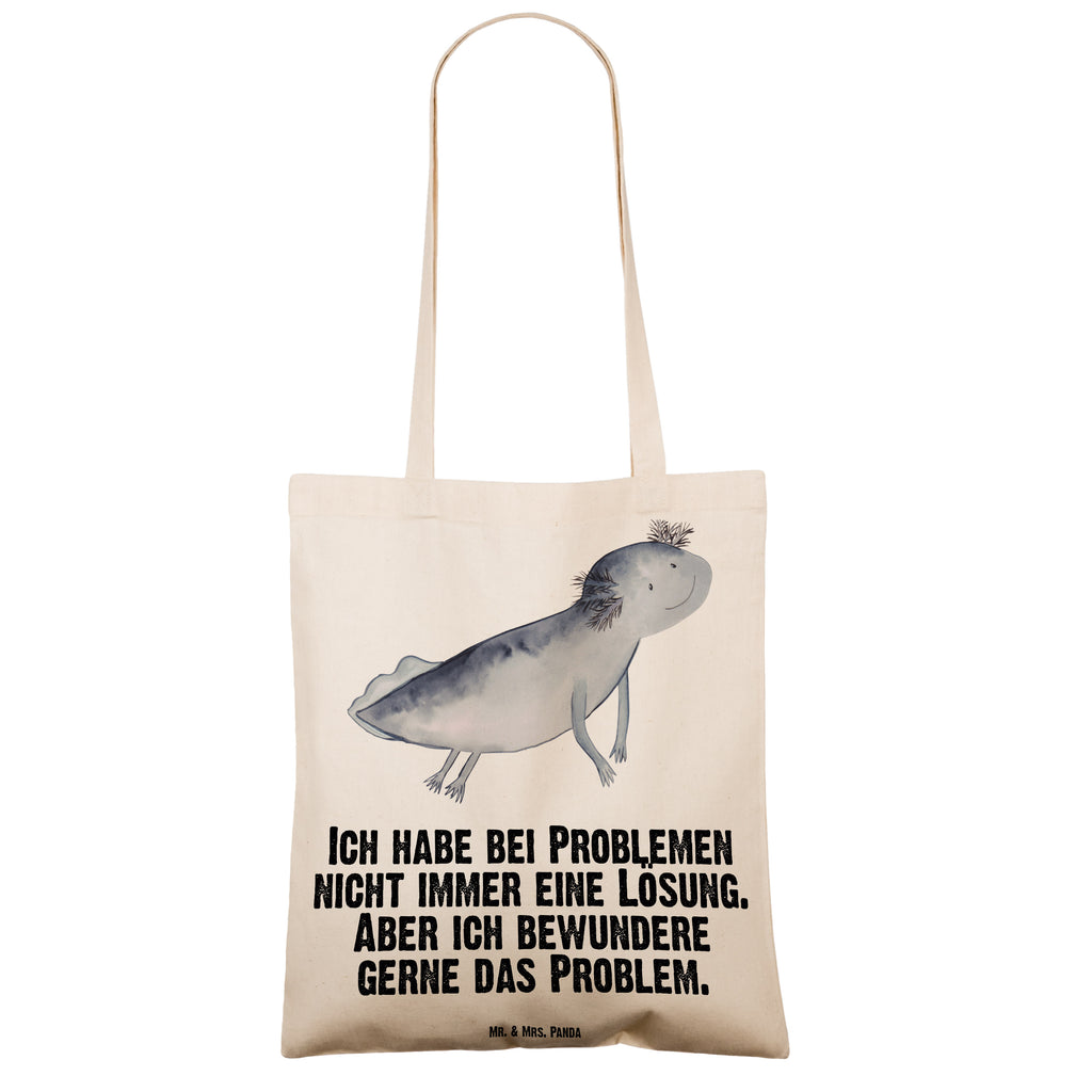 Tragetasche Axolotl schwimmt Beuteltasche, Beutel, Einkaufstasche, Jutebeutel, Stoffbeutel, Axolotl, Molch, Axolot, Schwanzlurch, Lurch, Lurche, Problem, Probleme, Lösungen, Motivation